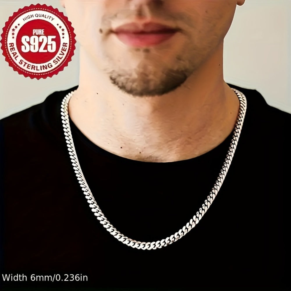 Cuban Link Chain Necklace - 925 Sterling Silver - Silver Tone 4mm & 6mm Width for Men & Women, Unisex - product detail view 6