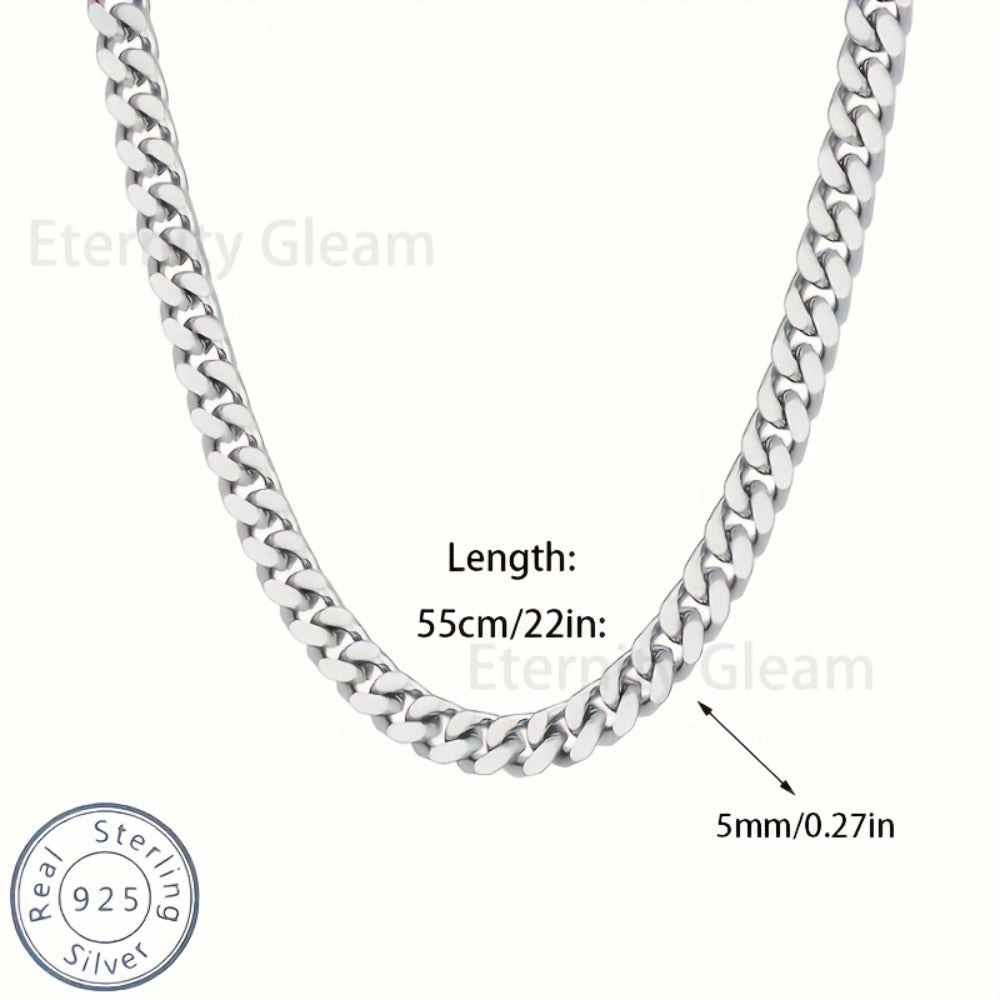 Cuban Link Chain Necklace - 925 Sterling Silver for Men Hip Hop Fashion Chunky Choker 20"/22"/24" - product detail view 5