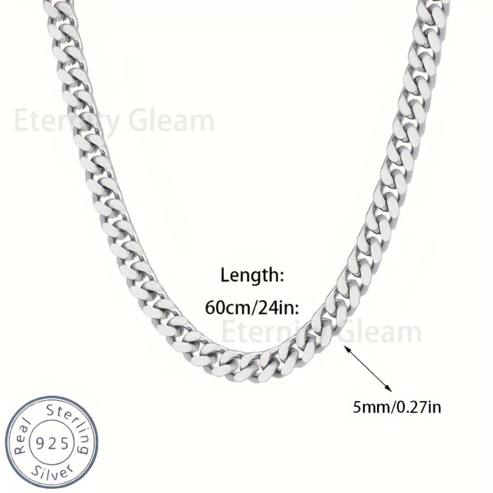 Cuban Link Chain Necklace - 925 Sterling Silver for Men Hip Hop Fashion Chunky Choker 20"/22"/24" - product detail view 7