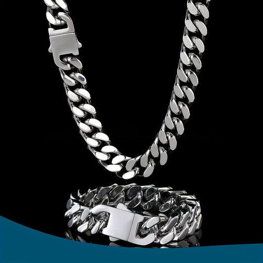 Cuban Link Chain Necklace - Bracelet Men 14mm Miami Hip Hop Chunky Thick for Men Boys Streetwear - main product view