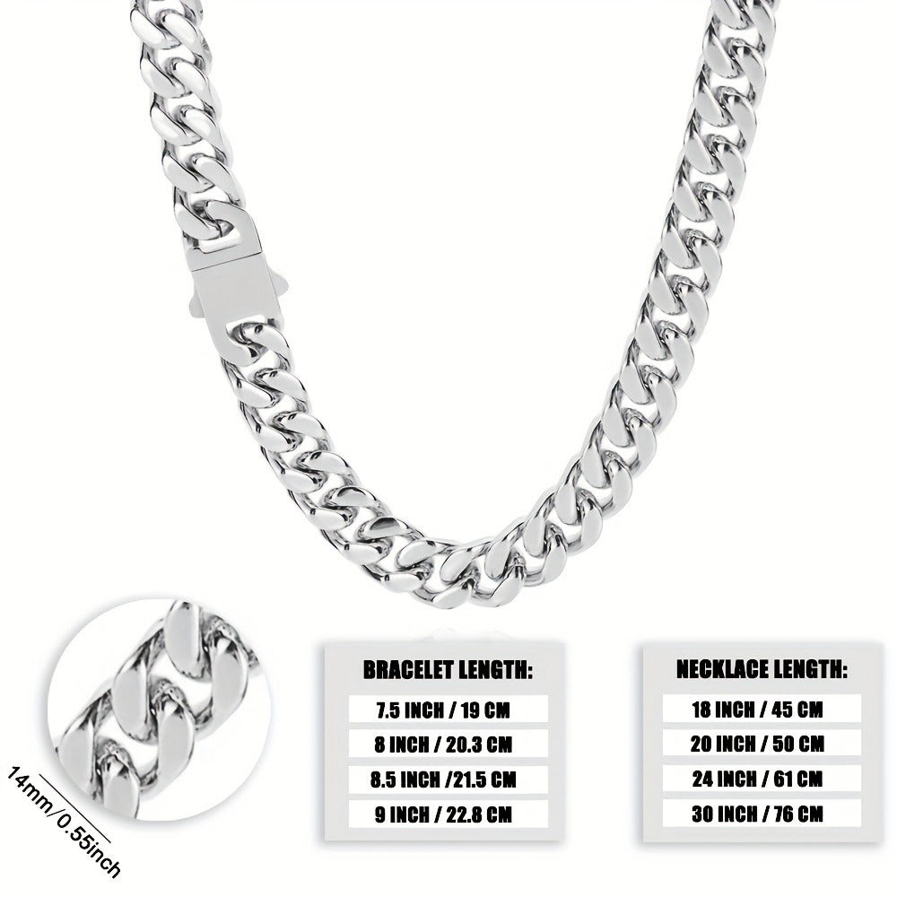 Cuban Link Chain Necklace - Bracelet Men 14mm Miami Hip Hop Chunky Thick for Men Boys Streetwear - product detail view 2