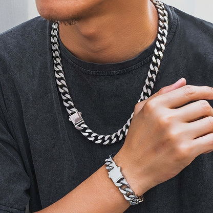 Cuban Link Chain Necklace - Bracelet Men 14mm Miami Hip Hop Chunky Thick for Men Boys Streetwear - product detail view 7