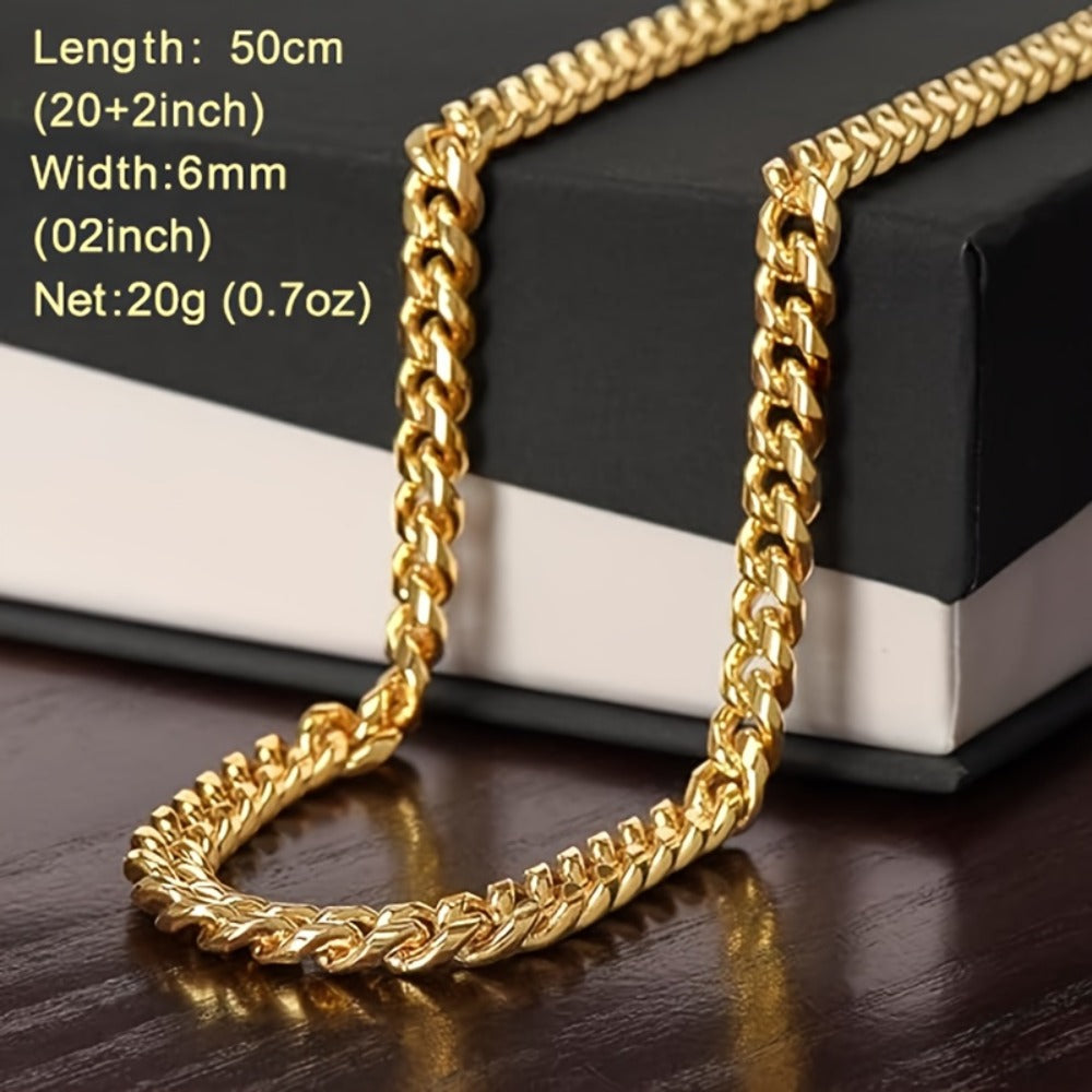 Cuban Link Chain Necklace - Gold for Men - 304 Stainless Steel 20 Inch Hip Hop Fashion Jewelry, Bold - product detail view 2