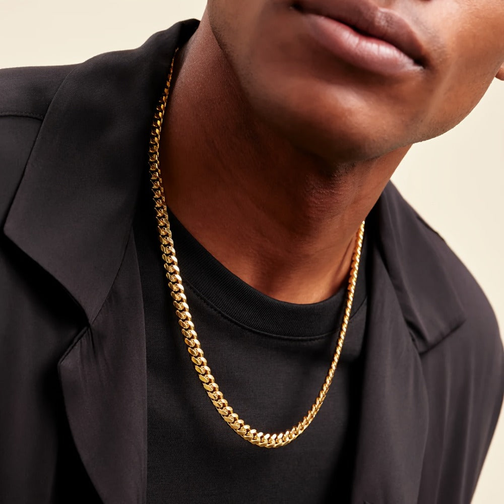 Cuban Link Chain Necklace - Gold for Men - 304 Stainless Steel 20 Inch Hip Hop Fashion Jewelry, Bold - product detail view 4