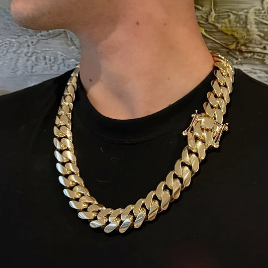 Cuban Link Chain Necklace - Gold-Tone Cuban Chain, Bold Link Statement - main product view