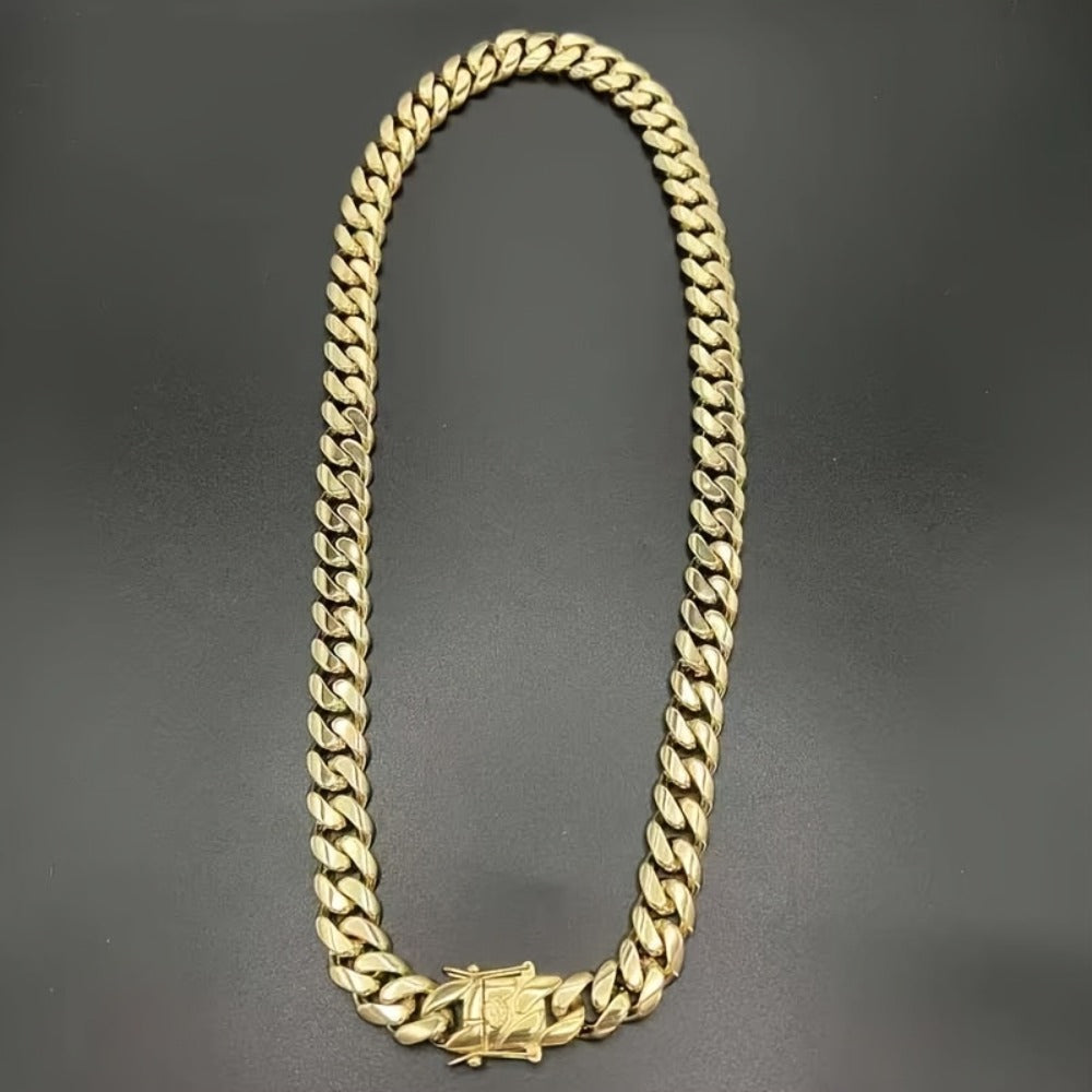 Cuban Link Chain Necklace - Gold-Tone Cuban Chain, Bold Link Statement - product detail view 3