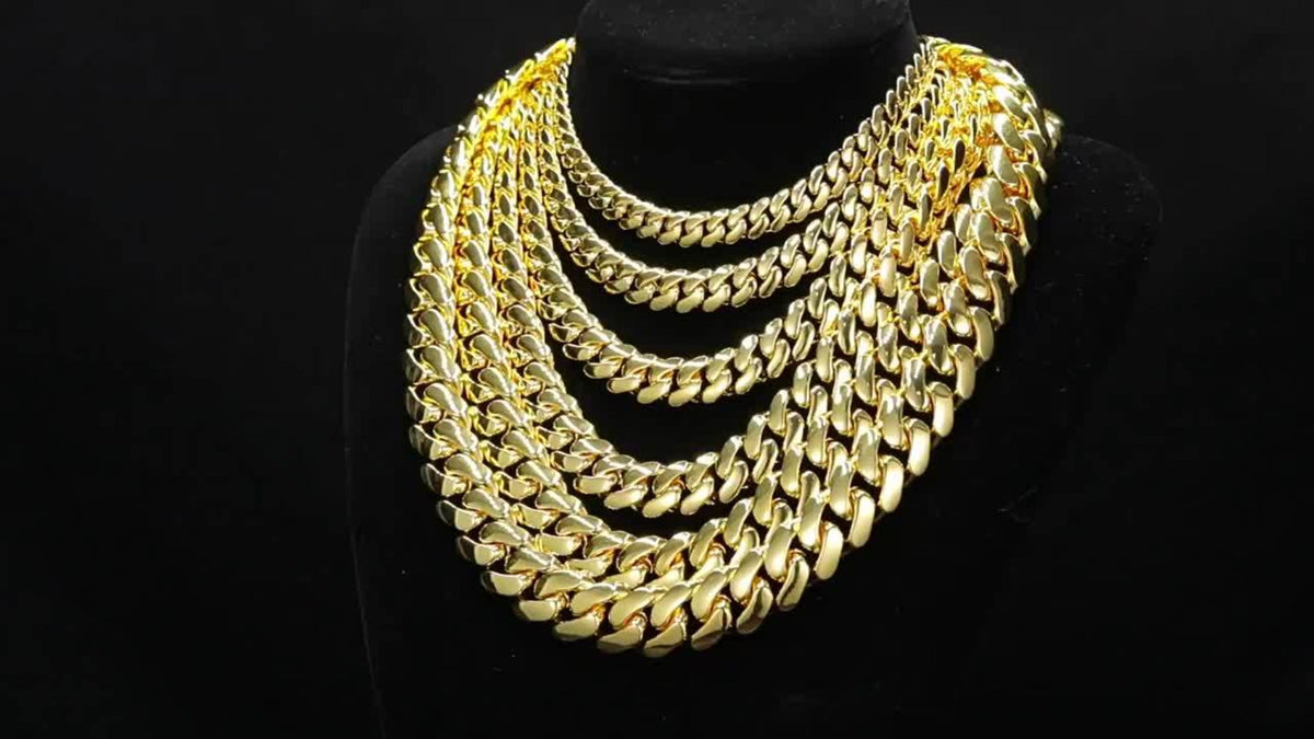 Cuban Link Chain Necklace - Gold-Tone Cuban Chain, Bold Link Statement - product detail view 7