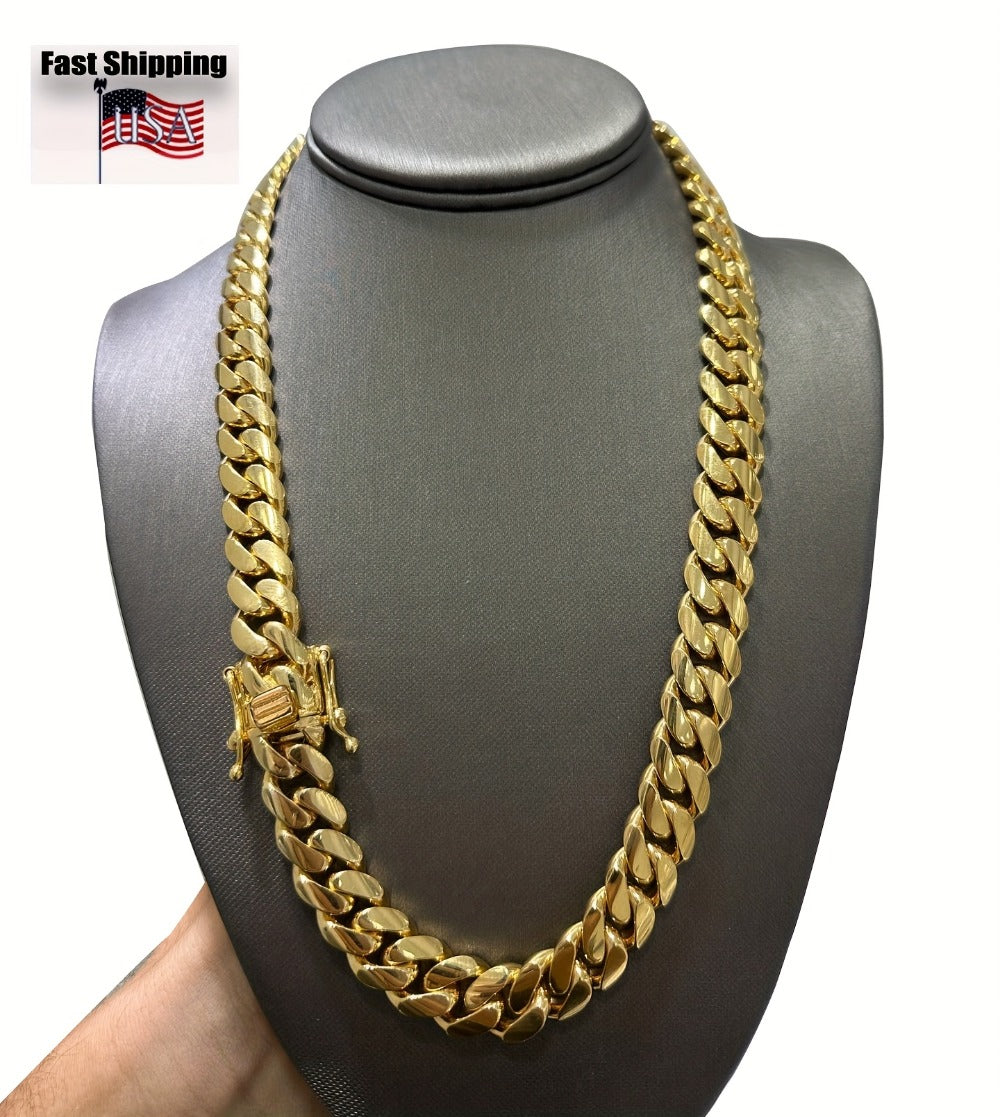 Cuban Link Chain Necklace - Gold-Tone Cuban Chain, Bold Link Statement - product detail view 8