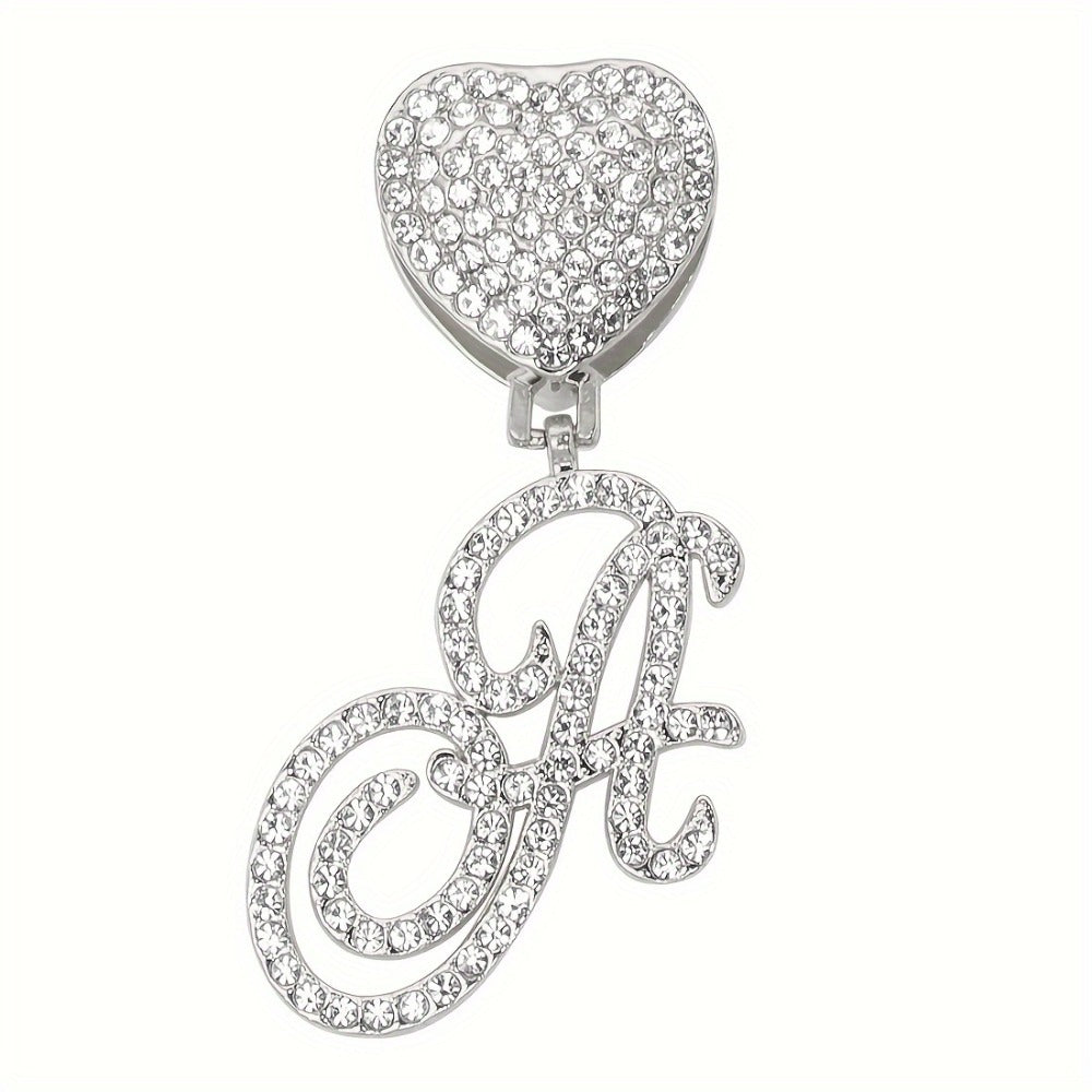 Cuban Link Chain Necklace - Initial Letter Heart Shaped Pendant Silver Personalized Alphabet for Women - product detail view