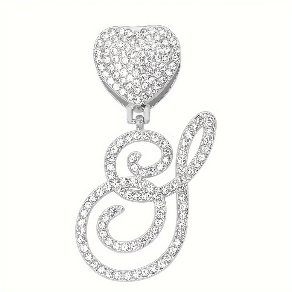 Cuban Link Chain Necklace - Initial Letter Heart Shaped Pendant Silver Personalized Alphabet for Women - product detail view