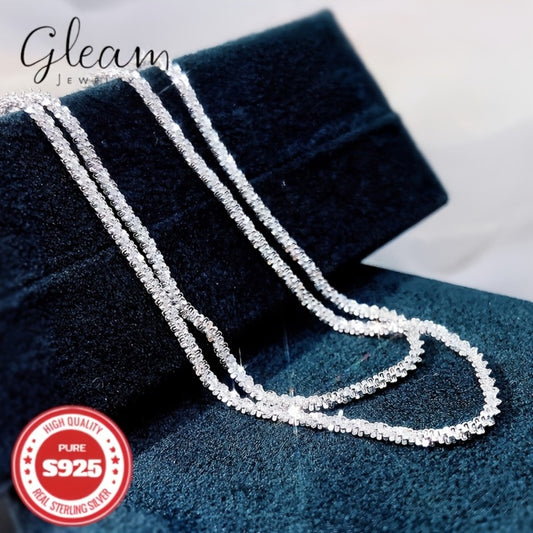 Cuban Link Chain Necklace - S925 Silver Glitter 4mm Solid Sparkling Style for Men & Women, Unisex - main product view