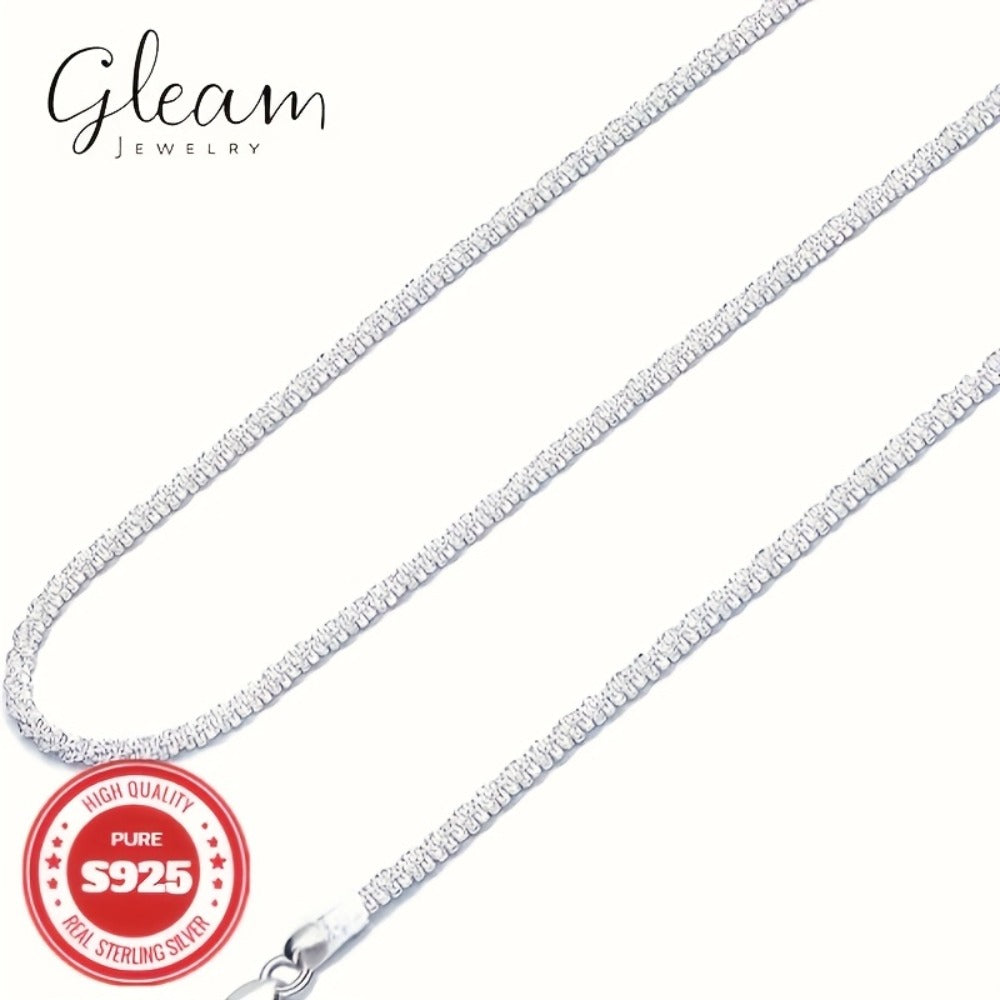 Cuban Link Chain Necklace - S925 Silver Glitter 4mm Solid Sparkling Style for Men & Women, Unisex - product detail view 2