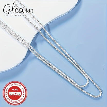 Cuban Link Chain Necklace - S925 Silver Glitter 4mm Solid Sparkling Style for Men & Women, Unisex - product detail view 3