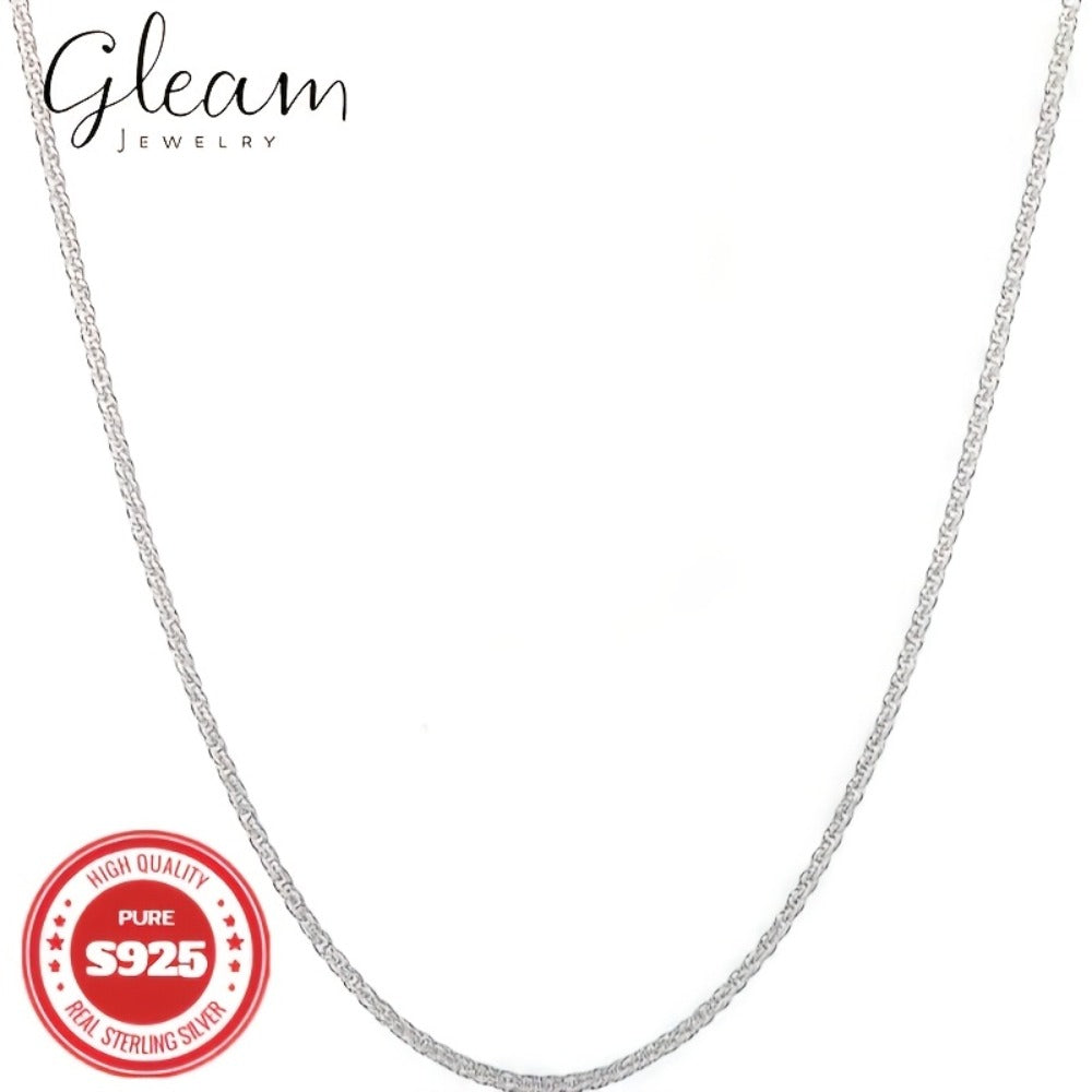 Cuban Link Chain Necklace - S925 Silver Glitter 4mm Solid Sparkling Style for Men & Women, Unisex - product detail view 5