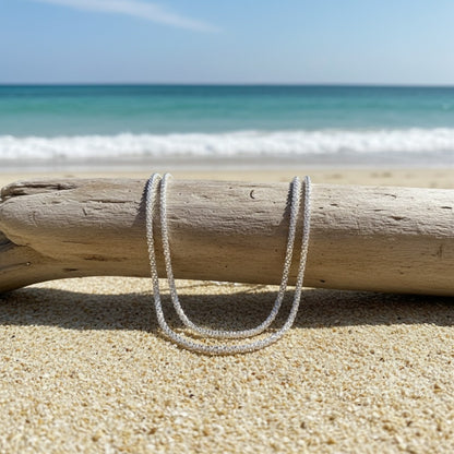 Cuban Link Chain Necklace - S925 Silver Glitter 4mm Solid Sparkling Style for Men & Women, Unisex - product detail view 6