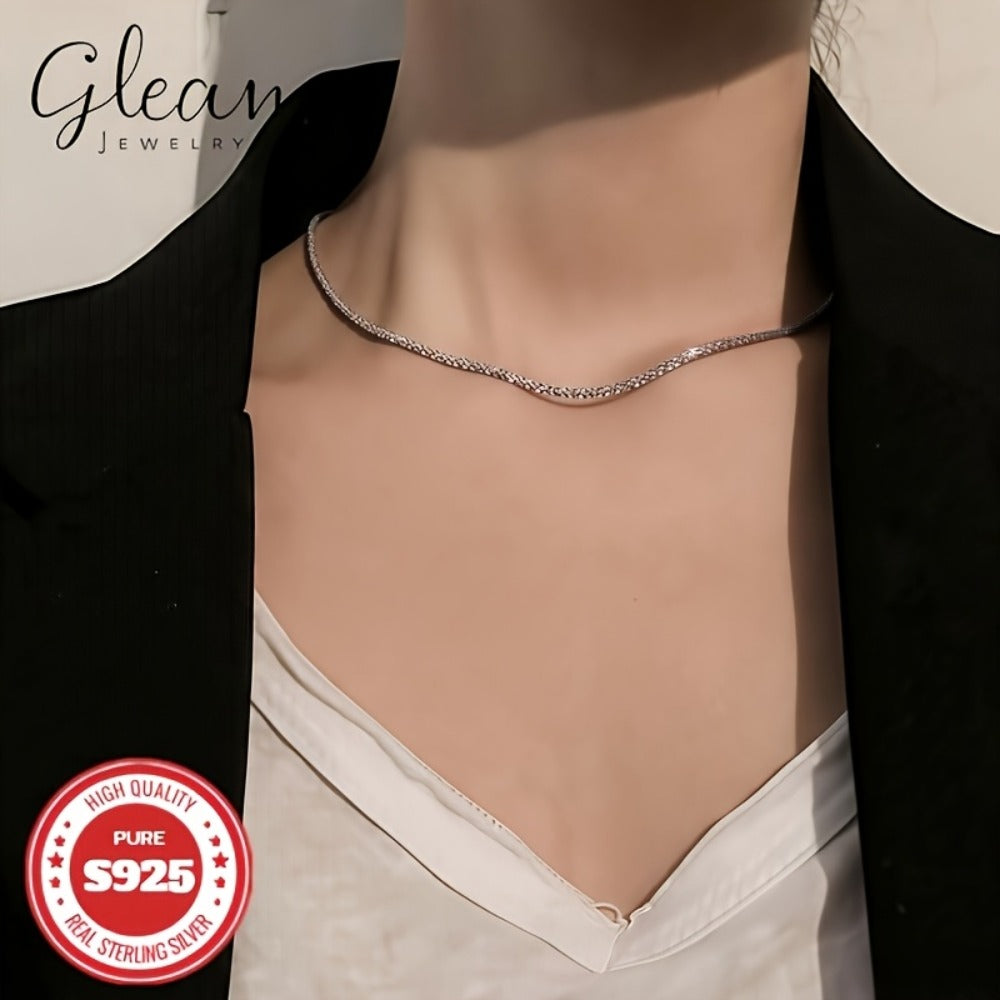 Cuban Link Chain Necklace - S925 Silver Glitter 4mm Solid Sparkling Style for Men & Women, Unisex - product detail view 11