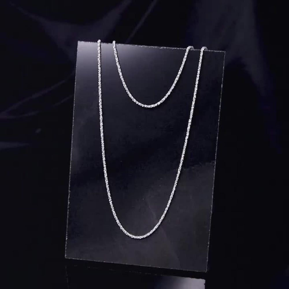 Cuban Link Chain Necklace - S925 Silver Glitter 4mm Solid Sparkling Style for Men & Women, Unisex - product detail view 12