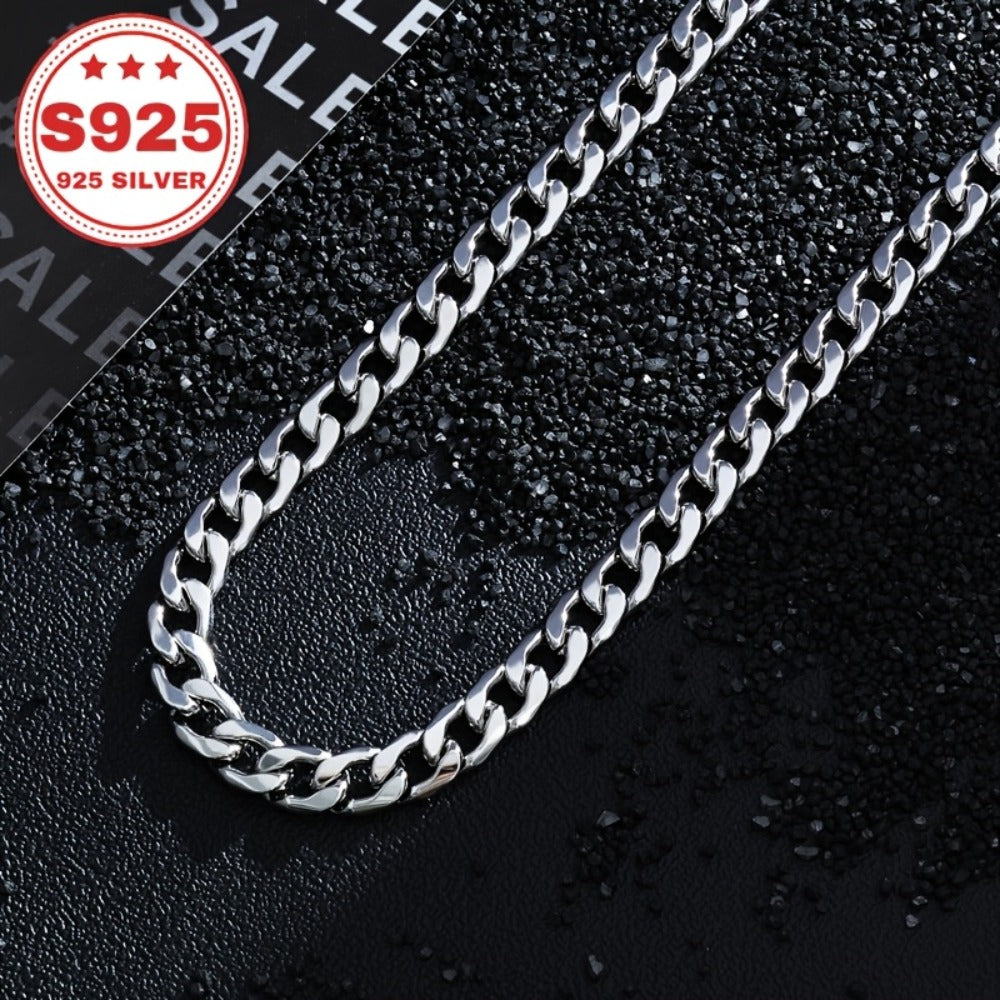 Cuban Link Chain Necklace - S925 Sterling Silver Hypoallergenic Non-Tarnish Classic Hip Hop for Women - product detail view 5