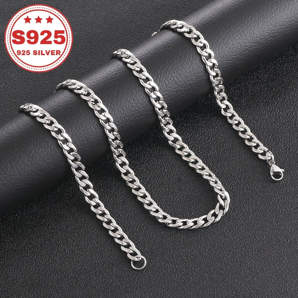 Cuban Link Chain Necklace - S925 Sterling Silver Hypoallergenic Non-Tarnish Classic Hip Hop for Women - product detail view 6