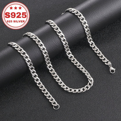 Cuban Link Chain Necklace - S925 Sterling Silver Hypoallergenic Non-Tarnish Classic Hip Hop for Women - product detail view 6