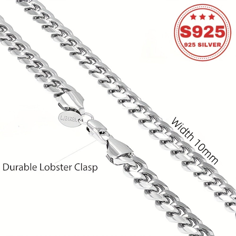 Cuban Link Chain Necklace - S925 Sterling Silver Hypoallergenic Non-Tarnish Classic Hip Hop for Women - product detail view 9