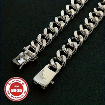 Cuban Link Chain Necklace - S925 Sterling Silver 10mm - Heavyweight Handcrafted Thick for Men & Women - product detail view 2