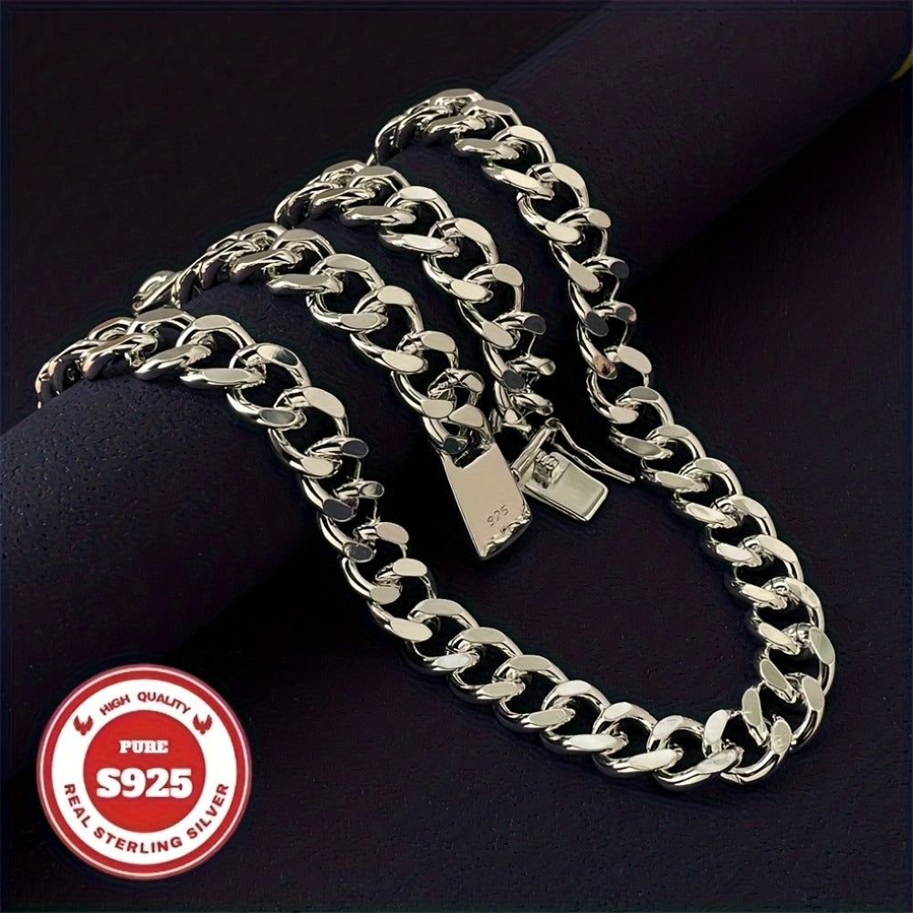 Cuban Link Chain Necklace - S925 Sterling Silver 10mm - Heavyweight Handcrafted Thick for Men & Women - product detail view 5