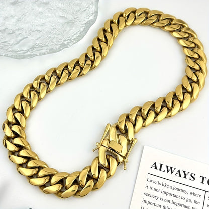 Cuban Link Chain Necklace - Set for Men Stainless Steel Bracelet 2pcs Button Detachable Design 8mm - product detail view 8