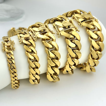 Cuban Link Chain Necklace - Set for Men Stainless Steel Bracelet 2pcs Button Detachable Design 8mm - product detail view 14