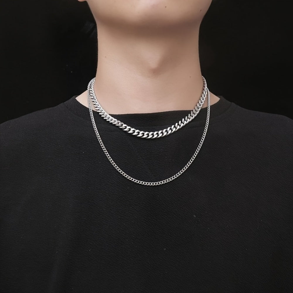 Cuban Link Chain Necklace - Silver Curb for Men - Stainless Steel Choker & Long , 3mm to 11mm Wide, 15 - product detail view