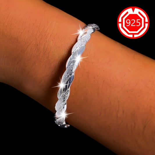 Cuff Bracelet - 925 Sterling Silver Twisted Open Bangle Set 2Pcs for Women - main product view