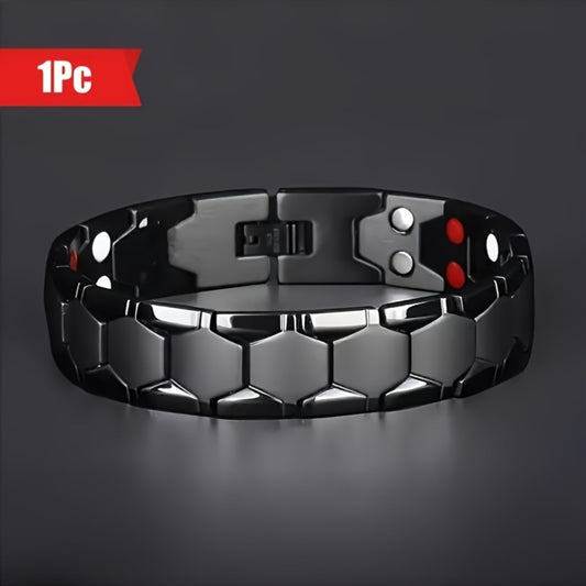 Cuff Bracelet - Men's Titanium Alloy Hexagonal Wide Allergen-Free Water-Resistant Snap - main product view