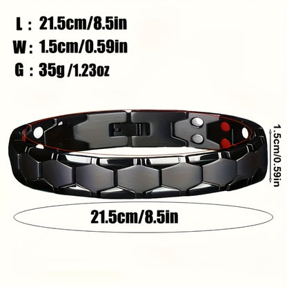 Cuff Bracelet - Men's Titanium Alloy Hexagonal Wide Allergen-Free Water-Resistant Snap - product detail view 2