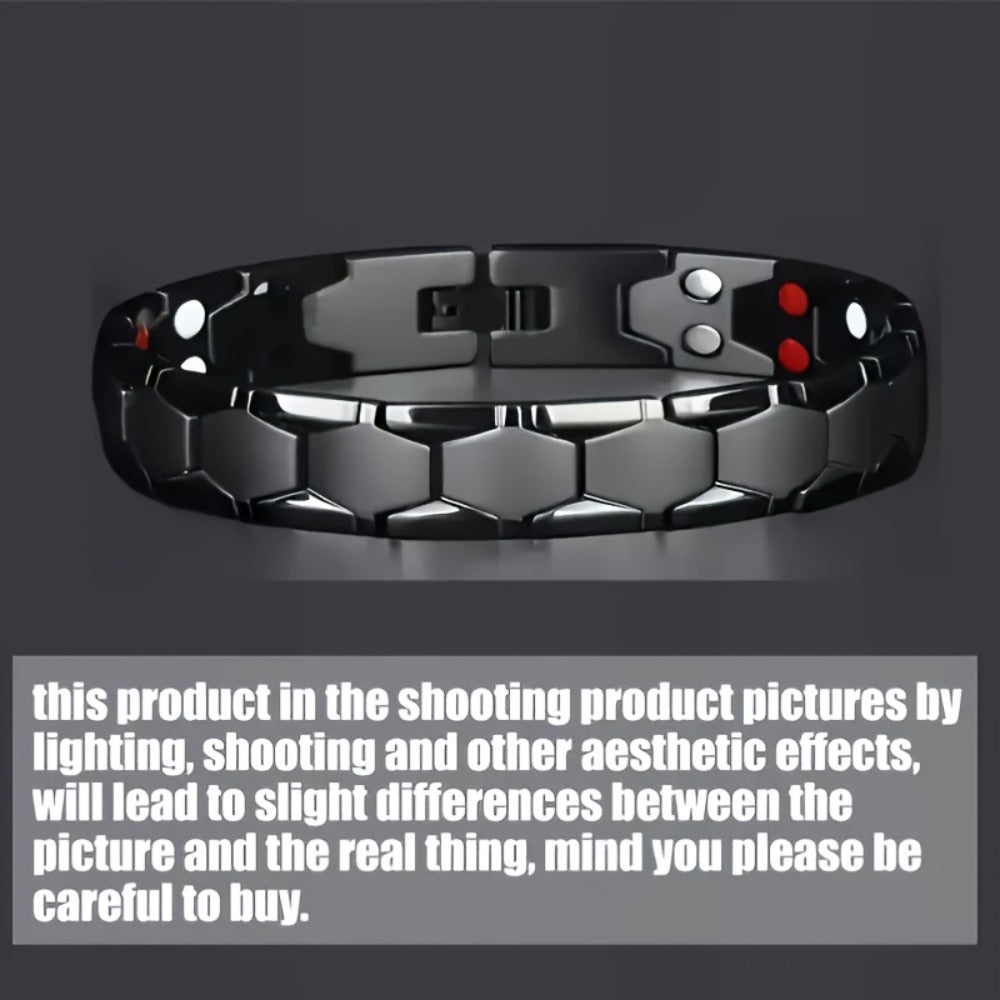 Cuff Bracelet - Men's Titanium Alloy Hexagonal Wide Allergen-Free Water-Resistant Snap - product detail view 9