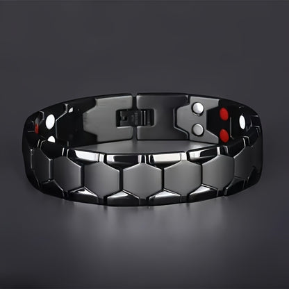 Cuff Bracelet - Men's Titanium Alloy Hexagonal Wide Allergen-Free Water-Resistant Snap - product detail view 11