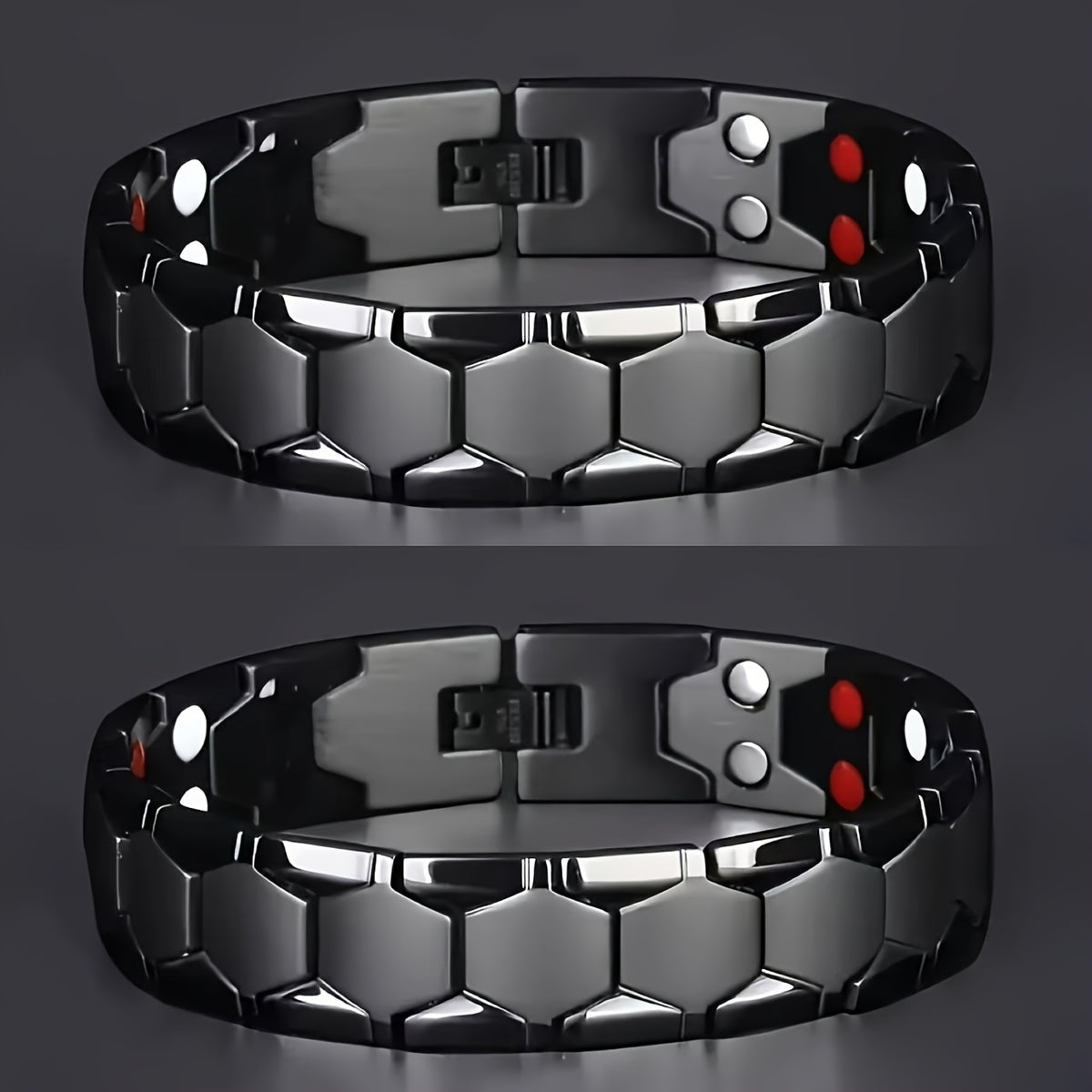 Cuff Bracelet - Men's Titanium Alloy Hexagonal Wide Allergen-Free Water-Resistant Snap - product detail view 13