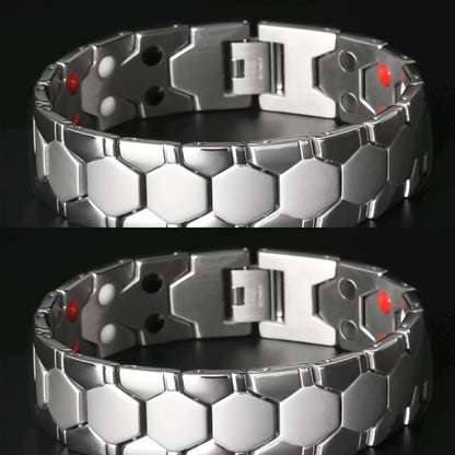 Cuff Bracelet - Men's Titanium Alloy Hexagonal Wide Allergen-Free Water-Resistant Snap - product detail view 14