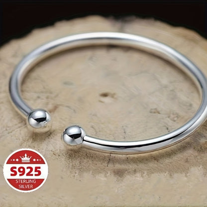 Cuff Bracelet - S925 Sterling Silver Open Bangle 2pcs for Women, Pearlescent Garlic Knot - product detail view 3