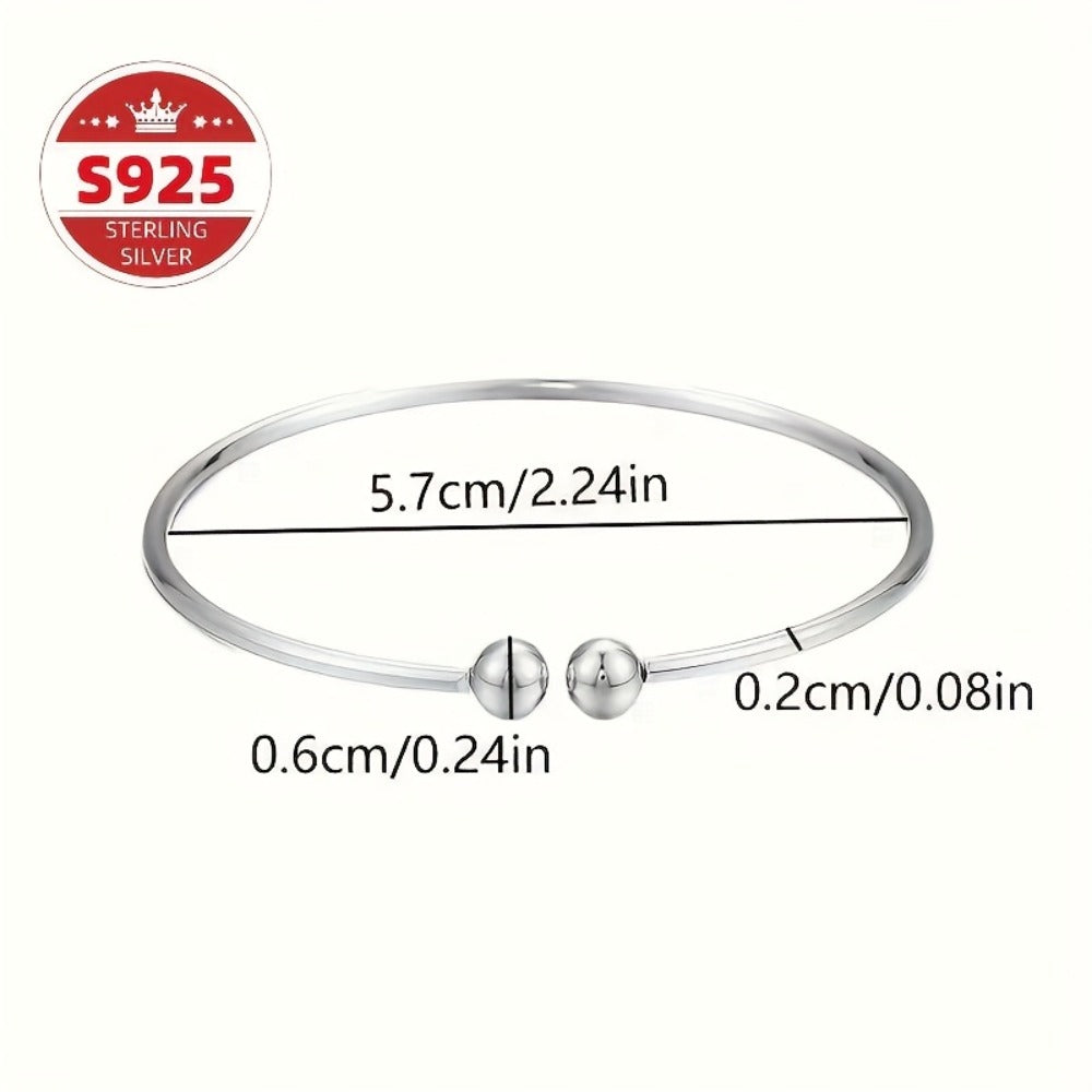 Cuff Bracelet - S925 Sterling Silver Open Bangle 2pcs for Women, Pearlescent Garlic Knot - product detail view 5