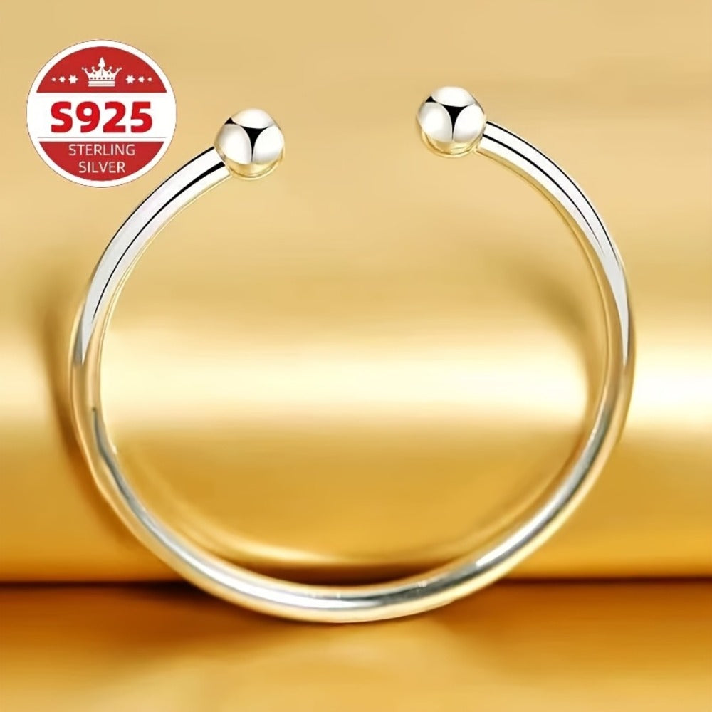 Cuff Bracelet - S925 Sterling Silver Open Bangle 2pcs for Women, Pearlescent Garlic Knot - product detail view 7