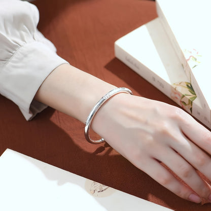 Cuff Bracelet - S999 Sterling Silver for Women Tribal Style Minimalist Bangle, Everyday - product detail view 4