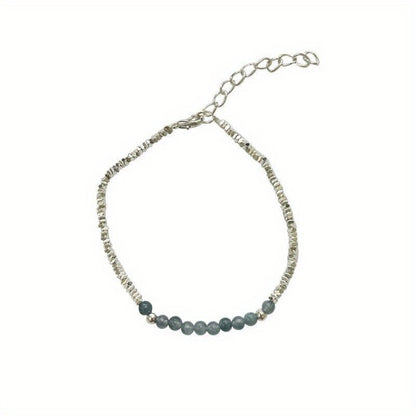 Cuff Bracelet - Silver 925 Aquamarine Delicate Light Luxury Broken Style Thin for Women - product detail view 5