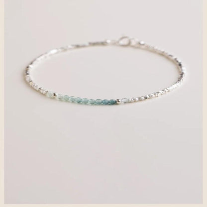 Cuff Bracelet - Silver 925 Aquamarine Delicate Light Luxury Broken Style Thin for Women - product detail view 9