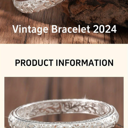 Cuff Bracelet - Silver Bangle S999 Pure Solid Silver Closed End for Women High Shine - product detail view 7