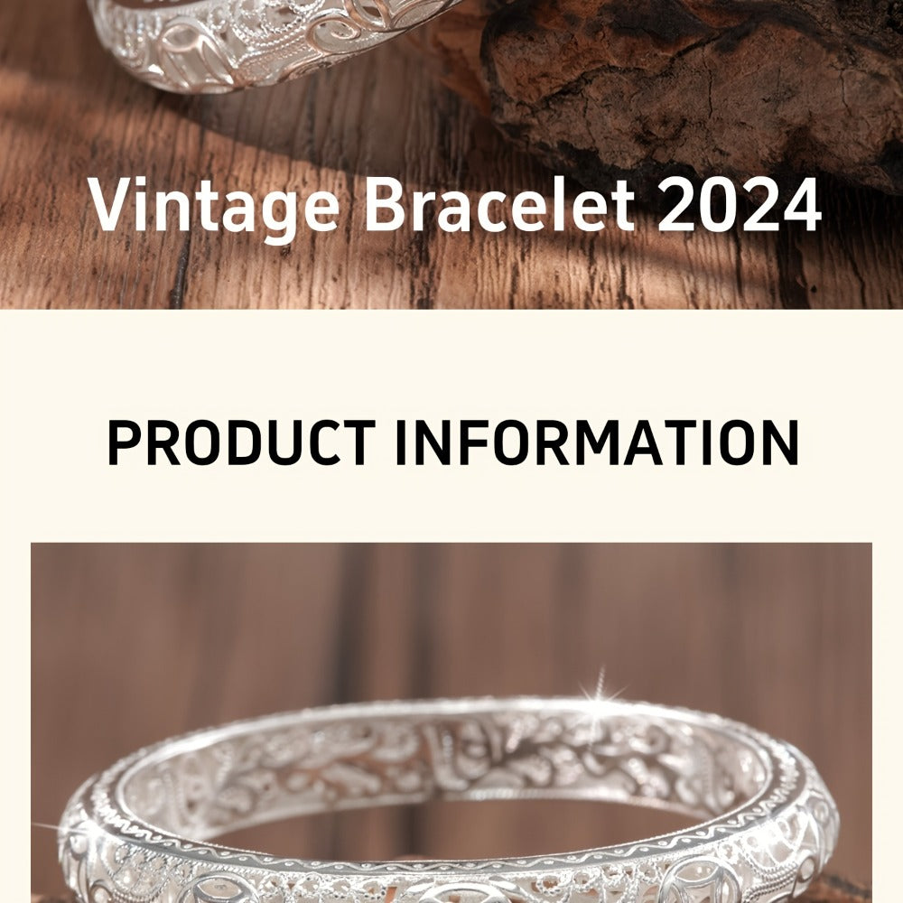 Cuff Bracelet - Silver Bangle S999 Pure Solid Silver Closed End for Women High Shine - product detail view 11