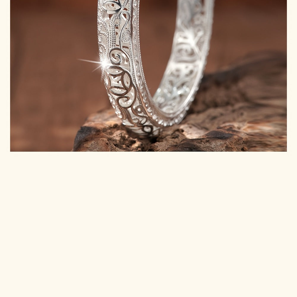 Cuff Bracelet - Silver Bangle S999 Pure Solid Silver Closed End for Women High Shine - product detail view 17