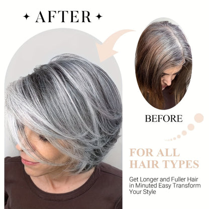 Curly Wig - Grey Layered Bob with Curtain Bangs for Women - 12 Inch Short Wavy - product detail view 2