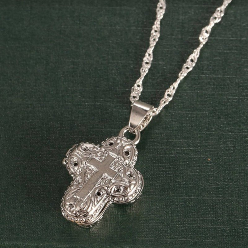 Cross Pendant Necklace for Women Vintage Bohemian Religious Statement Layered Chain Christian Faith Charm Jewelry Anniversary Birthday Holiday Gift
