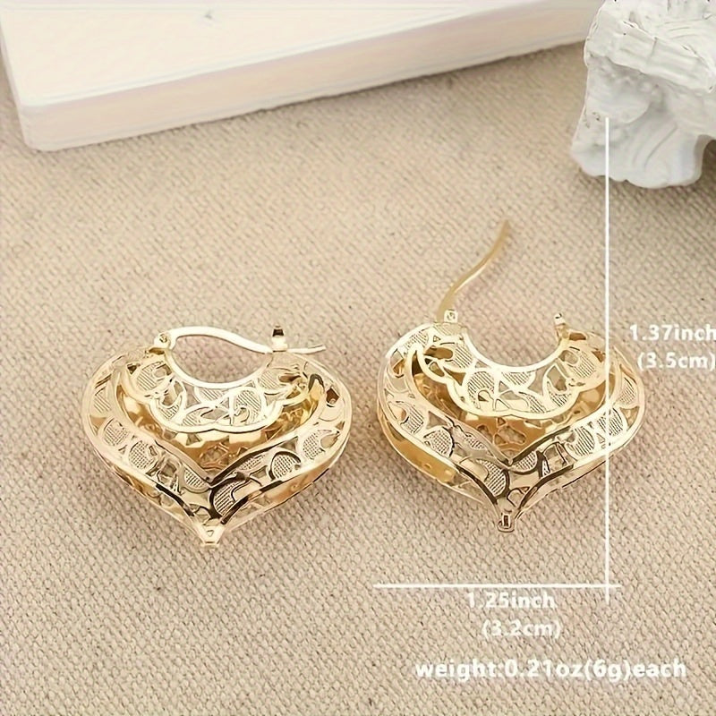 Gold Heart Hoop Earrings Set 4 Pairs for Women - Gold-Plated Hollow Heart Shaped Hoops, Elegant Fashion Jewelry for Wedding, Party & Birthday Gift