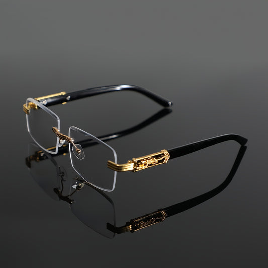 1 Pair Men's Metal Rimless Retro Anti Blue Light Classic Simple Business Flat Fashion Glasses